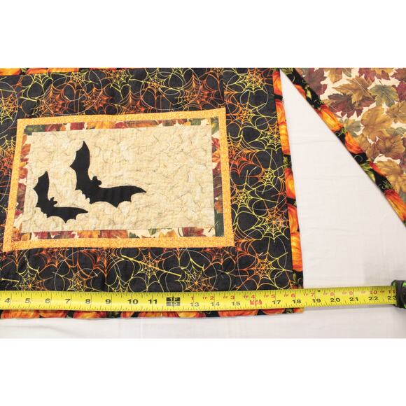 Double Sided Placemats & Runner Halloween Bats webs Fall Autumn leaves 7 pieces - Picture 10 of 14